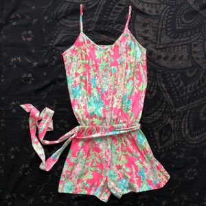 Lilly Pulitzer Deanna Shorts Tank Romper Southern Charm Size XS Green 7151